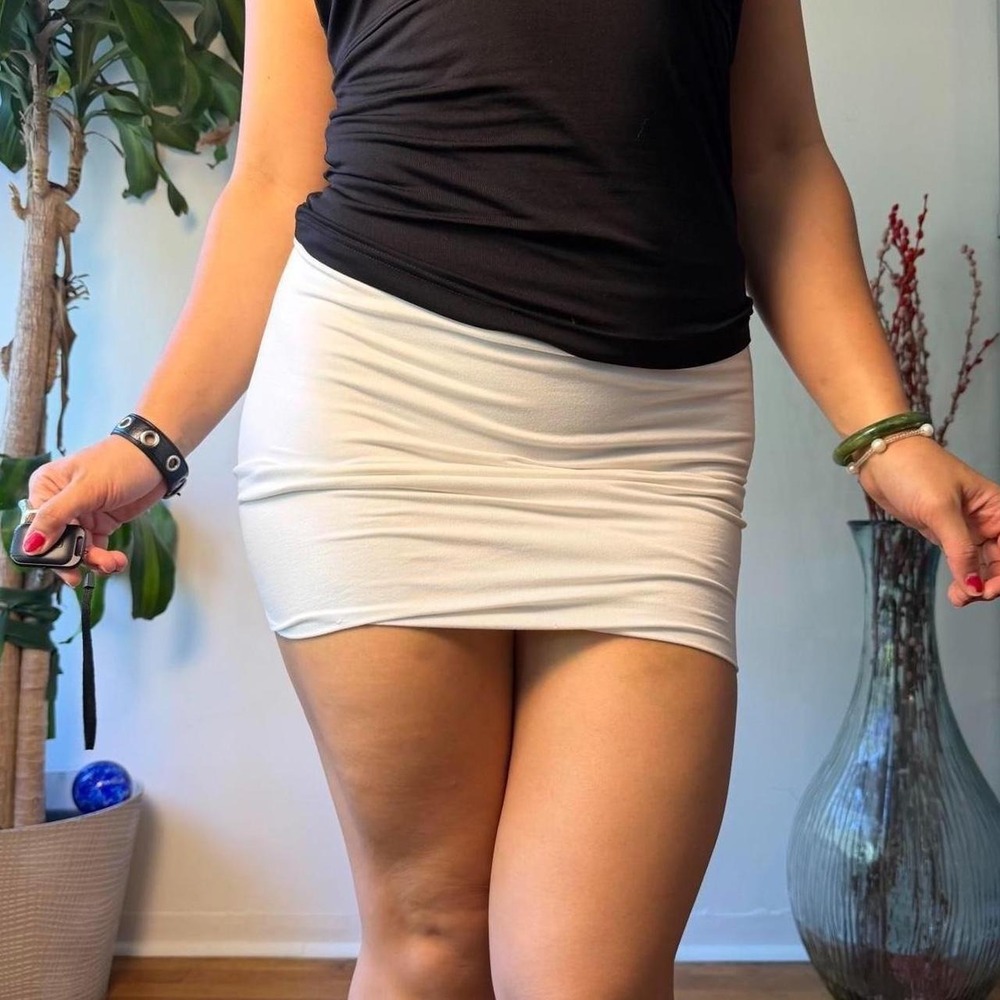 Tresser White Bodycon Micro Mini Skirt Indie Sleaze Mcbling Medium